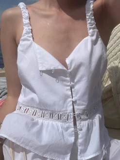 Airy Poplin Buttoned Top White
