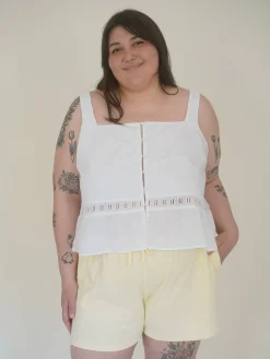 Airy Poplin Buttoned Top White