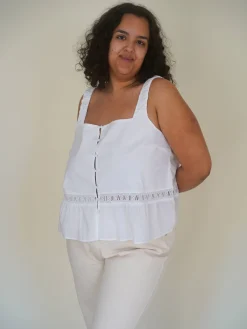 Airy Poplin Buttoned Top White