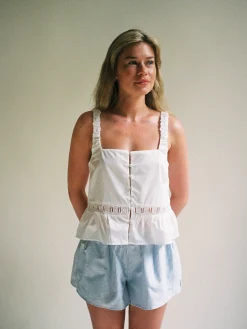 Airy Poplin Buttoned Top White