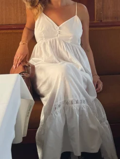 Airy Poplin Midi Dress White