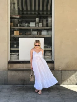 Airy Poplin Midi Dress White