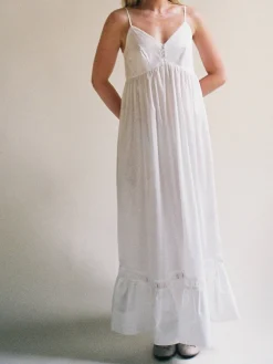 Airy Poplin Midi Dress White