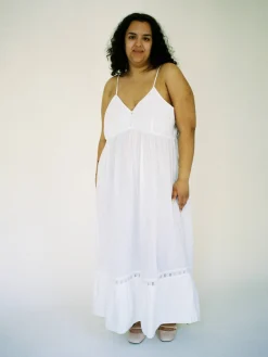Airy Poplin Midi Dress White