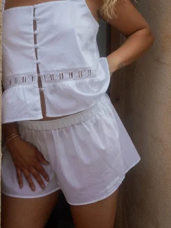 Airy Poplin Mini Shorts White