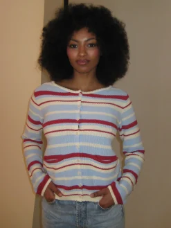 Amorini Pocket Cardigan Coastal Stripe
