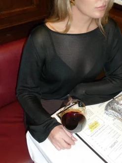 Bateau Long Sleeve Top Black