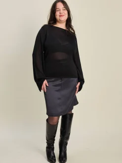 Bateau Long Sleeve Top Black