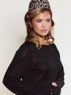 Bateau Long Sleeve Top Black