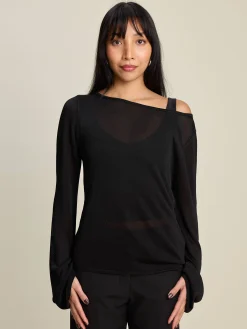 Bateau Long Sleeve Top Black
