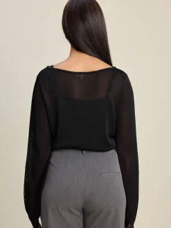 Bateau Long Sleeve Top Black