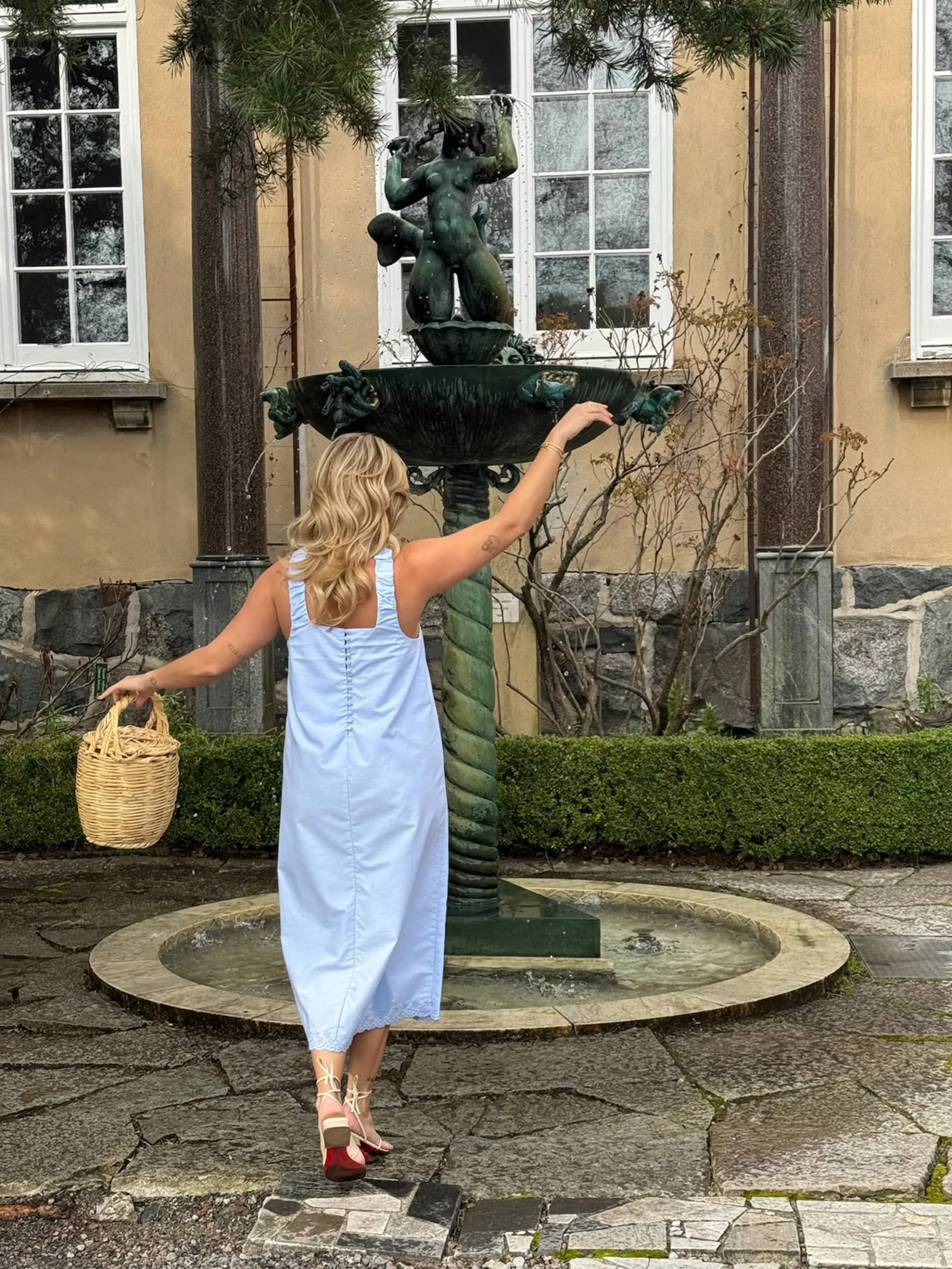 Breezy Embroidered Dress Blue