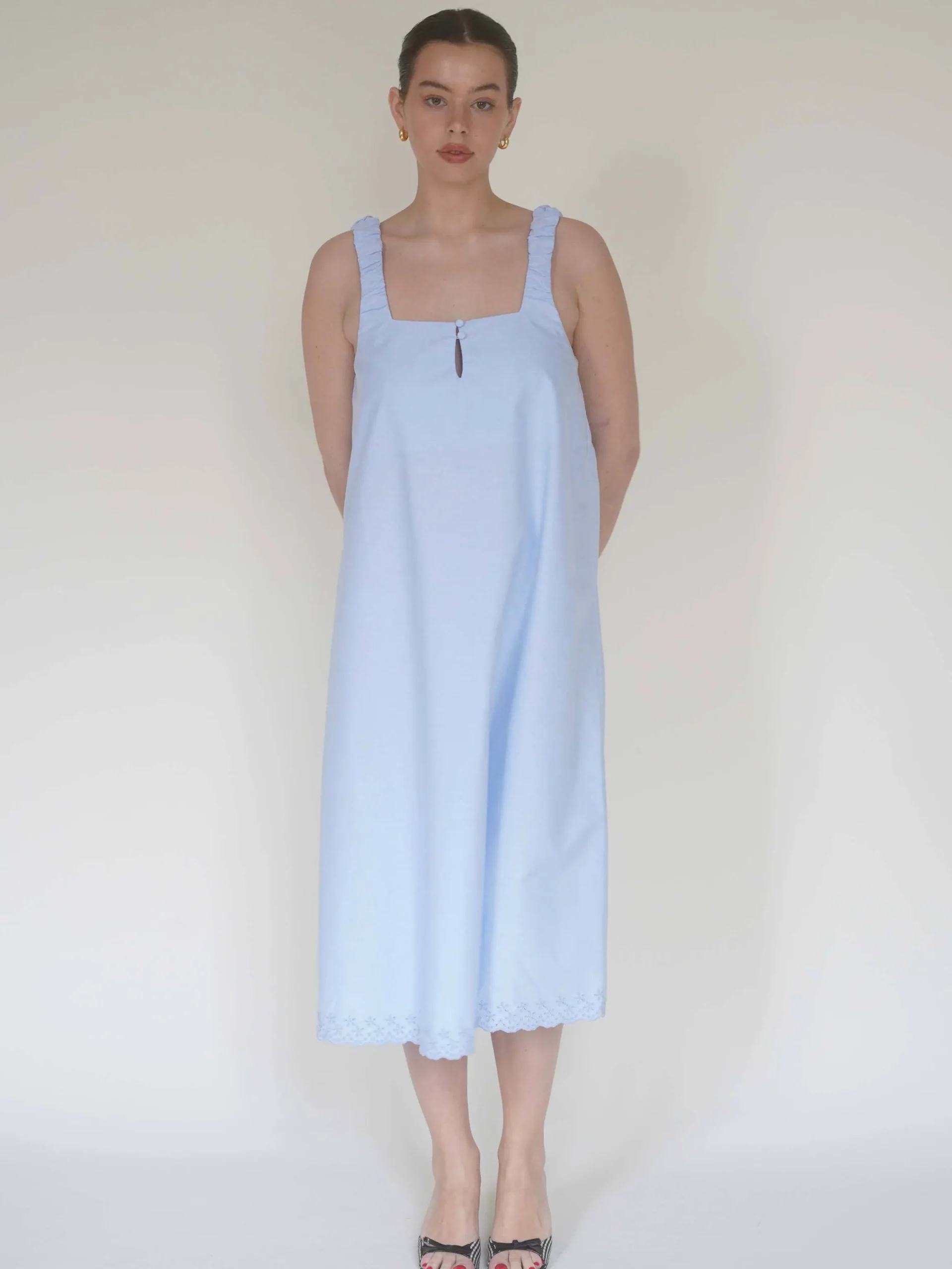 Breezy Embroidered Dress Blue