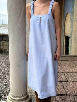 Breezy Embroidered Dress Blue