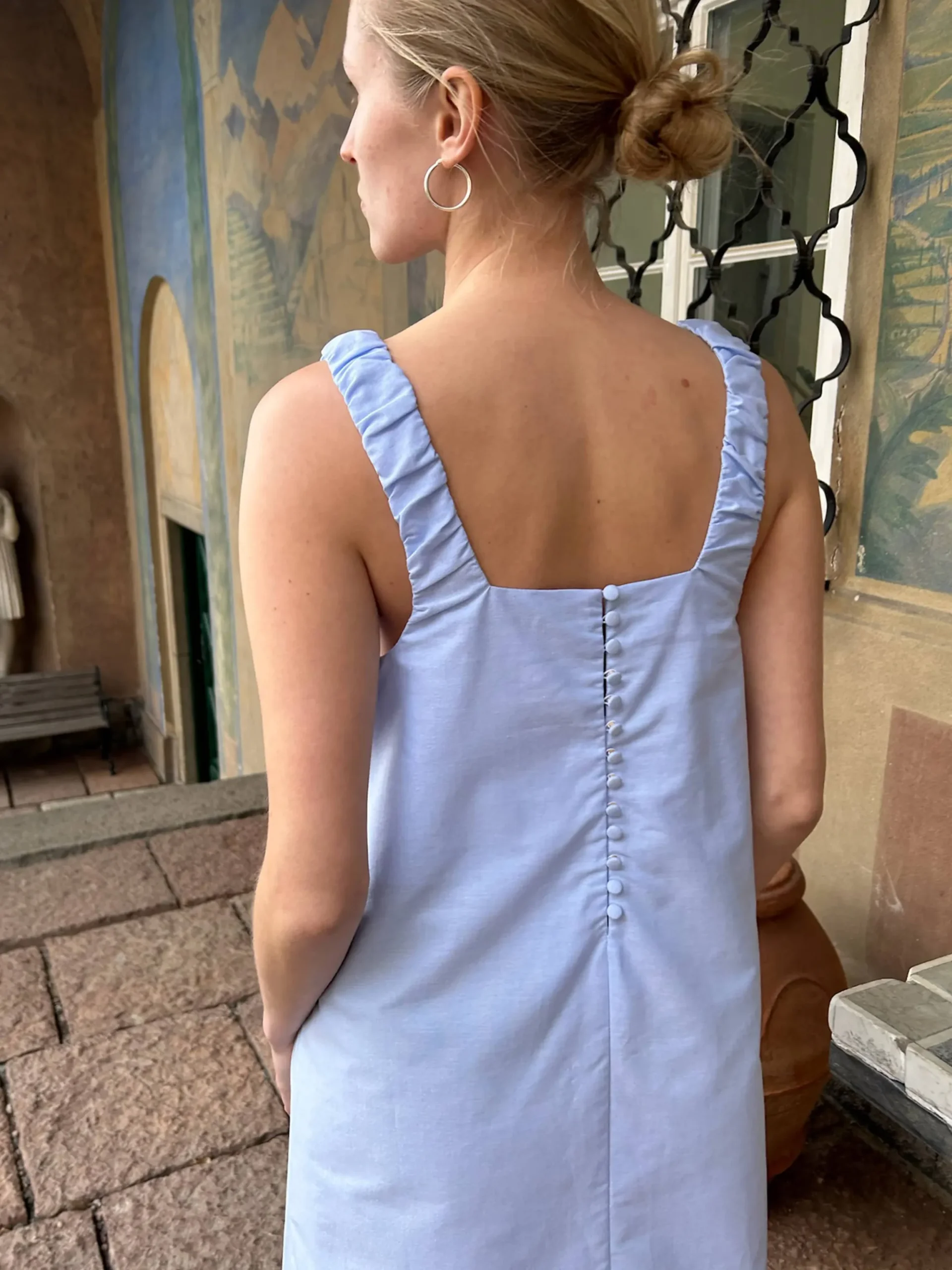 Breezy Embroidered Dress Blue