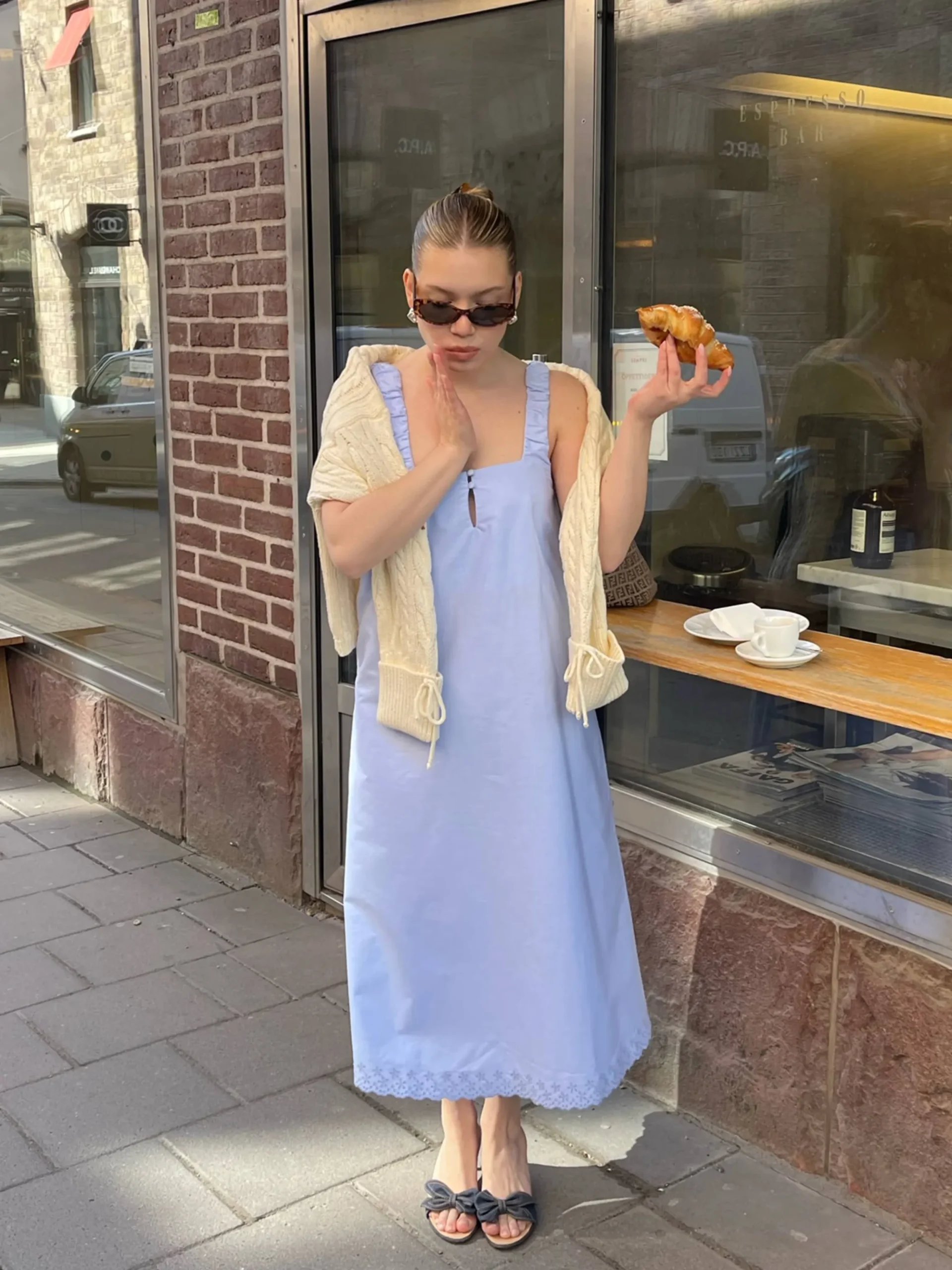 Breezy Embroidered Dress Blue