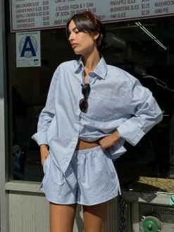 Breezy Short Shorts Blue Stripe