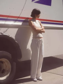 Broderie Pants White - Tall