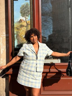 Brunch Mini Skirt Blue Plaid