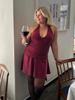 Celebration Mini Dress Burgundy