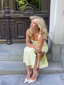 Citrine Midi Slip Dress Light Yellow