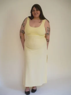 Citrine Midi Slip Dress Light Yellow
