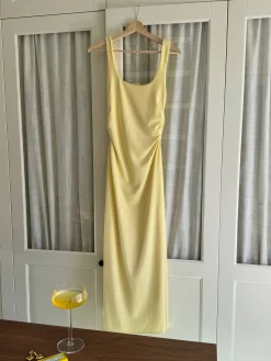 Citrine Midi Slip Dress Light Yellow