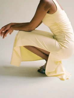 Citrine Midi Slip Dress Light Yellow