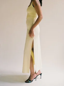 Citrine Midi Slip Dress Light Yellow