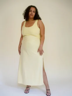 Citrine Midi Slip Dress Light Yellow