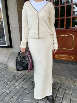 Contrast Midi Skirt Ivory