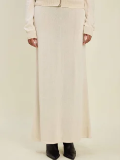Contrast Midi Skirt Ivory