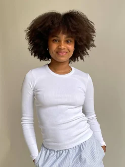 Daily Long Sleeve Top Ribbed White