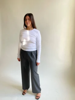 Daily Long Sleeve Top Ribbed White