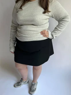 Daily Long Sleeve Top Ribbed Grey Melange