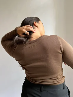 Daily Long Sleeve Top Ribbed Cocoa