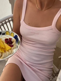 Daily Tank Dress Ribbed Baby Pink
