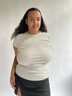 Daily T-Shirt Ribbed Grey Melange