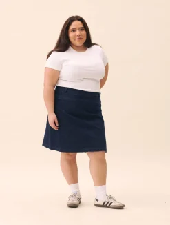 Denim A-line Skirt Midnight Blue