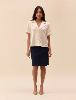 Denim A-line Skirt Midnight Blue