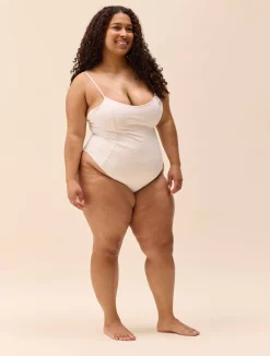 Embroidered Essential Swimsuit Cream