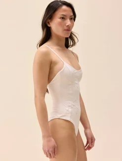 Embroidered Essential Swimsuit Cream