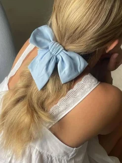 Go Slow Bow Scrunchie Blue