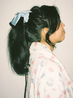 Go Slow Bow Scrunchie Blue
