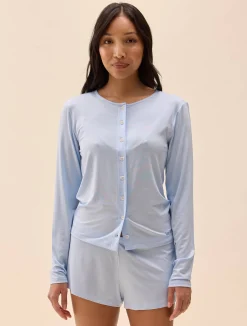 Go Slow Buttoned Top Blue
