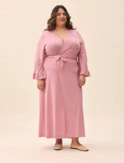 Go Slow Embroidered Robe Dusty Pink