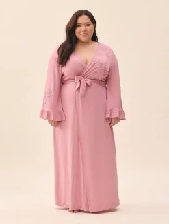 Go Slow Embroidered Robe Dusty Pink