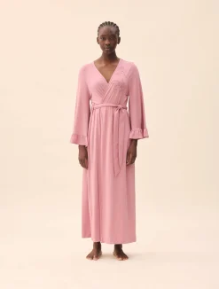 Go Slow Embroidered Robe Dusty Pink