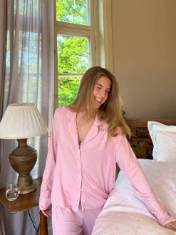 Go Slow PJ Shirt Pink/White