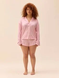 Go Slow PJ Shirt Pink/White